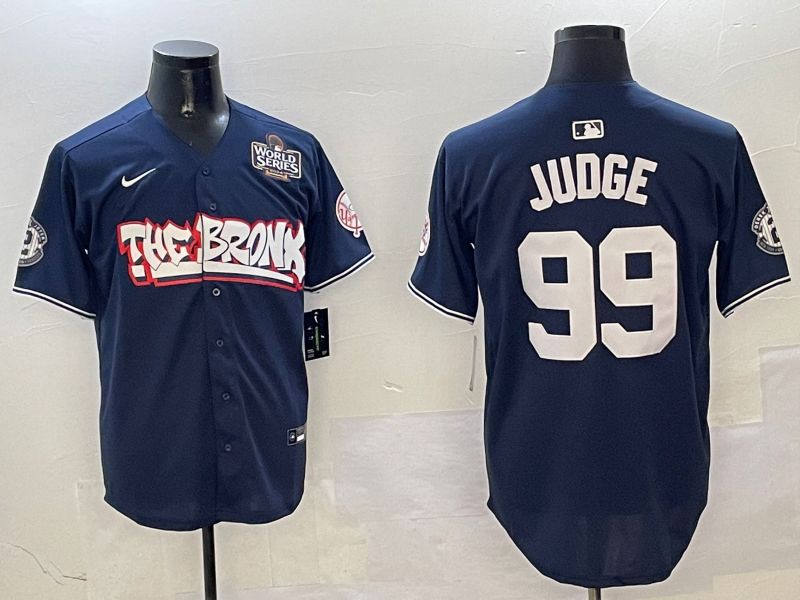 Men New York Yankees #99 Judge Drak Blue four generations Joint Name 2025 Nike MLB Jersey style 2